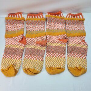 Lot 2 Solmate Crew Socks Cotton USA Orange Sz M Womens 8-10 2 Pairs Soulmate